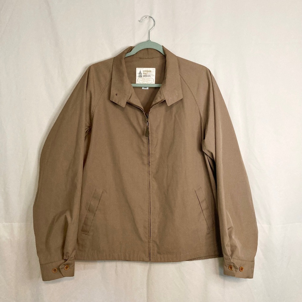 London Fog Vintage 70s Harrington Golf Jacket Tan Beige 46 Long XL Windbreaker